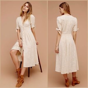 Free People Love Of My Life Midi Dress in Ivory Size L